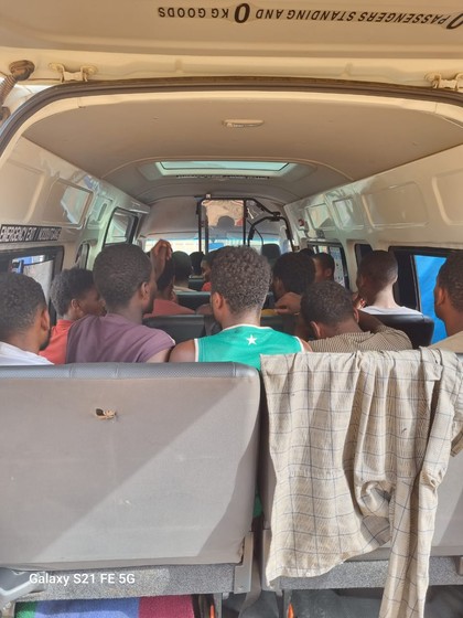 Police in Limpopo intercepted a Toyota Quantum vehicle which was transporting 23 Ethiopian men, and moments later they also arrested a man who arrived and offered police a bribe of R5,000. Picture: SAPS