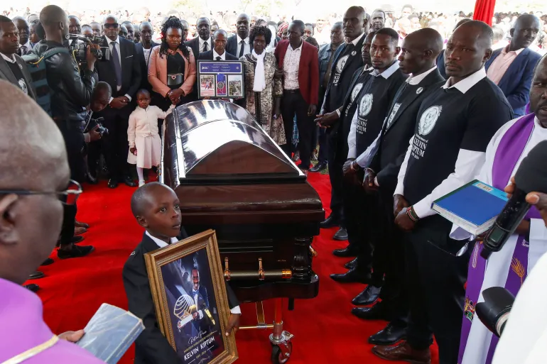 Hundreds of mourners attend funeral for marathon star Kiptum in Kenya