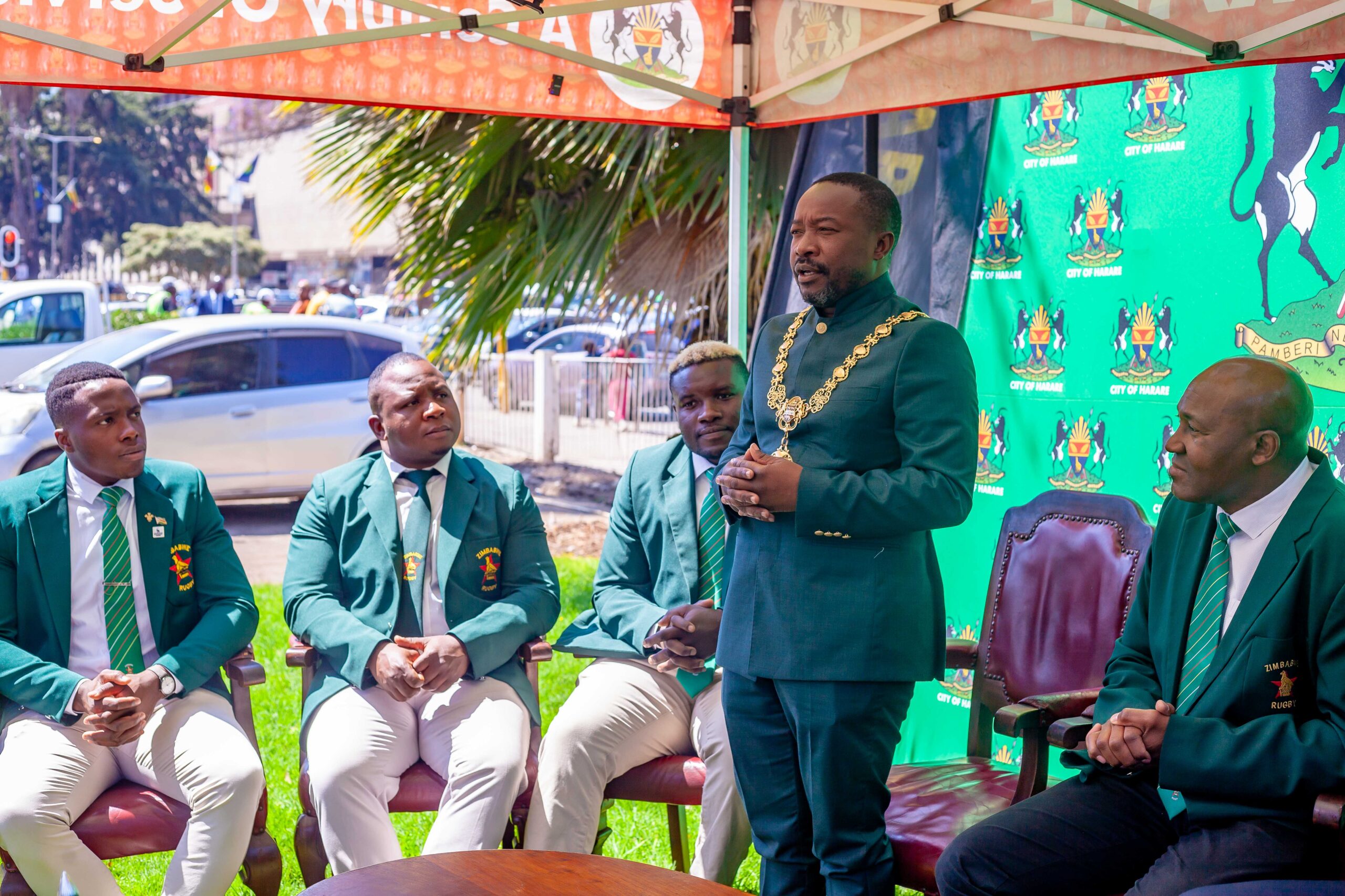 Harare Mayor Receives Rugby Africa Cup Trophy.Photocredit-Internet