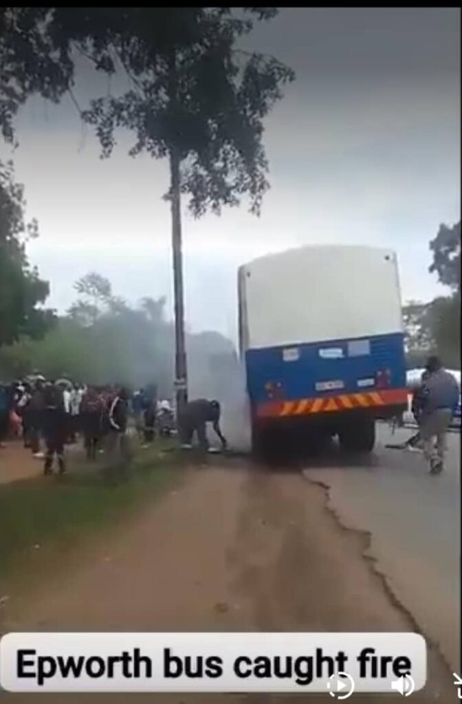 Epworth-Bound Bus Catches Fire, Passengers Flee Through Windows