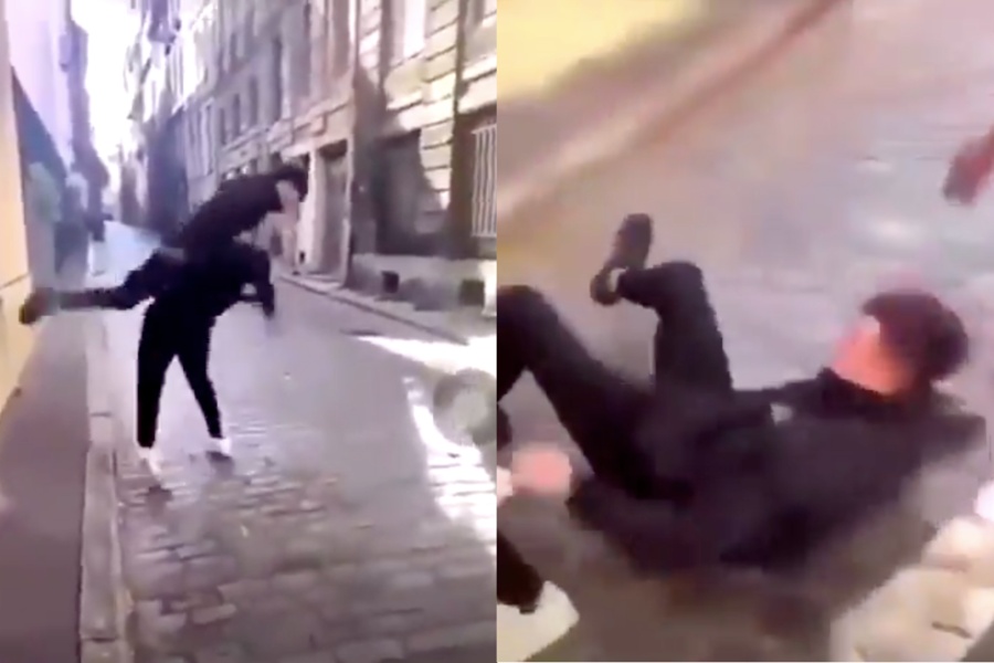 African woman Beating White Guy
